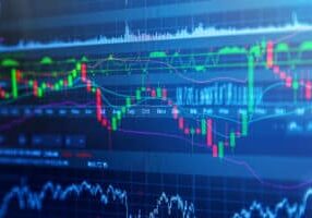 Candle stick graph chart of stock market investment trading